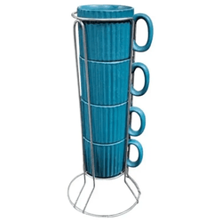 Jogo 4 Xícaras Para Café Striatto Com Suporte 80ml... - BARBIZAN DECORE