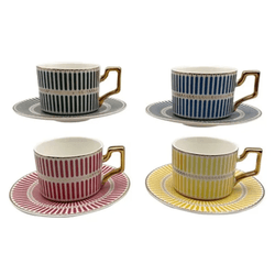 Jogo De 4 Xícaras Para Café Com Pires New Bone Oli... - BARBIZAN DECORE