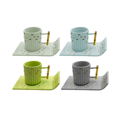 Jogo De 4 Xícaras Para Café Com Pires New Bone Yum... - BARBIZAN DECORE