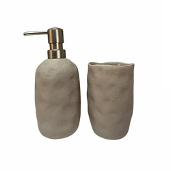 Kit Lavabo Porta Sabonete Líquido Escova Mart Cera... - BARBIZAN DECORE
