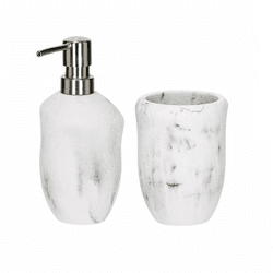 Kit Lavabo Em Poliresina Marmorizado 2 Peças Branc... - BARBIZAN DECORE