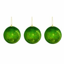 Kit 3 Bolas De Natal Verde Lantejoula 10cm Decoraç... - BARBIZAN DECORE