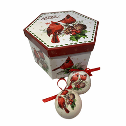 Caixa Bolas De Natal Presenteável Luxo Pássaros 8c... - BARBIZAN DECORE