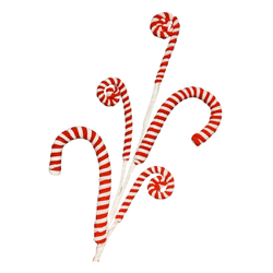 Galho Candy Cane Natal Branco Vermelho Enfeite Arv... - BARBIZAN DECORE
