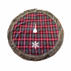 Saia De Árvore Natal Xadrez Vermelho E Preto 120cm... - BARBIZAN DECORE
