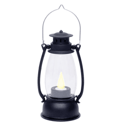 Mini Lanterna Chamas Led Decorativa Preto Cromus N... - BARBIZAN DECORE