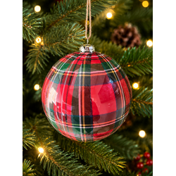 Jogo 2 Bolas De Natal Xadrez Vermelho Verde 12cm D... - BARBIZAN DECORE
