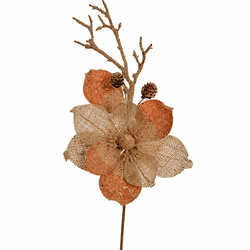 Haste Magnolia Natal Rustica Decoração Natal Flor ... - BARBIZAN DECORE