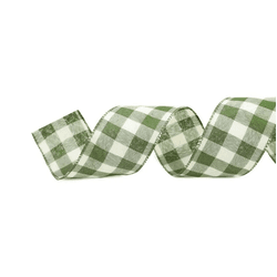 Fita Natalina Aramada 6,3cm Xadrez Verde e Natural... - BARBIZAN DECORE