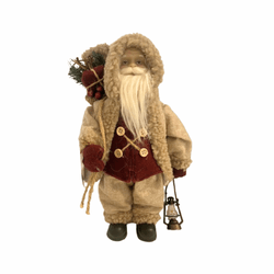 Papai Noel Em Pé Presente Lanterna Vinho E Bege 30... - BARBIZAN DECORE