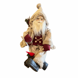Papai Noel Sentado Presente Lanterna Vinho E Bege ... - BARBIZAN DECORE