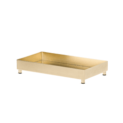 Bandeja Decorativa Em Metal Dourado Com Espelho 23... - BARBIZAN DECORE