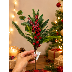 Galho Natalino Pick Berry Frutinhas Vermelho 33cm ... - BARBIZAN DECORE
