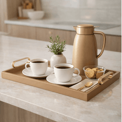 Bandeja Mdf Revestida Em Courino G Nude 48cm Mart ... - BARBIZAN DECORE