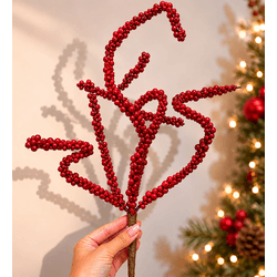 Galho Natalino Berry Perola Vermelho 50cm Vermelho... - BARBIZAN DECORE