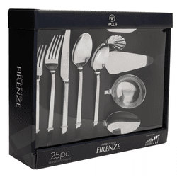 Faqueiro Wolff Firenze Aço Inox 25 Peças Luxo Resi... - BARBIZAN DECORE