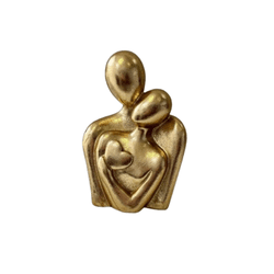 Escultura Decorativa Casal Coração Resina Dourado ... - BARBIZAN DECORE