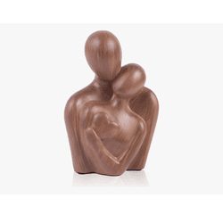 Escultura Decorativa Casal Resina Coração Marrom -... - BARBIZAN DECORE