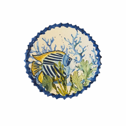 Jg 2 Pratos Jantar Melamina Coral E Peixe Fundo Ma... - BARBIZAN DECORE