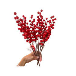 Kit 6 Galho Artificial Azevinho Berry Natalino Dec... - BARBIZAN DECORE