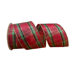 Fita Natalina Aramada 6,3cm Vermelho E Verde Fio D... - BARBIZAN DECORE