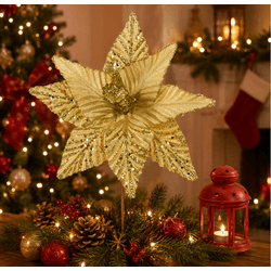 Flor De Natal Veludo Vermelho Brilho Luxo Natal - ... - BARBIZAN DECORE