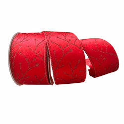 Fita Natalina Aramada 6,3cm Veludo Vermelho Glitte... - BARBIZAN DECORE