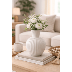 Vaso Decorativo Porcelana Branco 16cm - 44387 - BARBIZAN DECORE