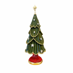 Árvore Decorativa Resina Com Estrelas Verde E Verm... - BARBIZAN DECORE