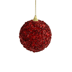 Jogo 3 Bolas De Natal Brilho Vermelho 10 Cm Cromus... - BARBIZAN DECORE