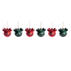 Jogo 6 Bolas Natal Mickey Minnie Verde Vermelho Cr... - BARBIZAN DECORE