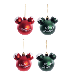 Jogo 4 Bolas Natal Mickey Minnie Verde Vermelho Cr... - BARBIZAN DECORE