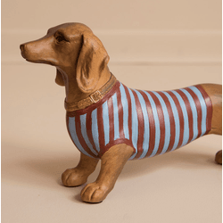 Escultura Cachorro Salchicha Poliresina Marrom Rou... - BARBIZAN DECORE