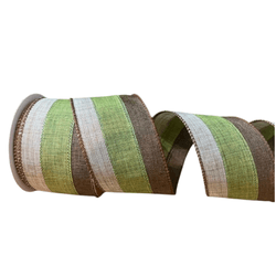 Fita Natalina Aramada Verde Marrom 6,3cm Natal 9,1... - BARBIZAN DECORE