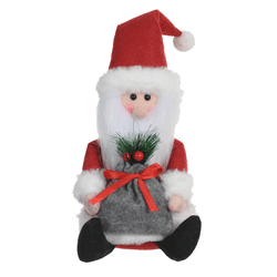 Papai Noel Sentado 20cm Saco Presente Decoração Na... - BARBIZAN DECORE