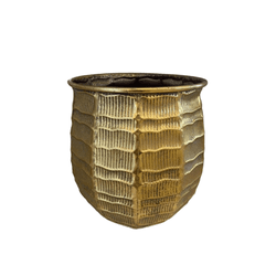 Vaso Decorativo Grande Cachepot Em Metal Dourado 3... - BARBIZAN DECORE
