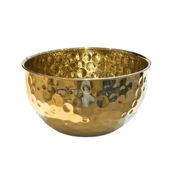 Vaso Decorativo Em Aço Inox Dourado Martelado 23cm... - BARBIZAN DECORE