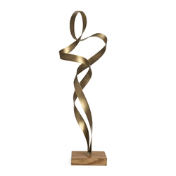 Escultura Decorativa Abstrata Em Metal Bronze 54cm... - BARBIZAN DECORE