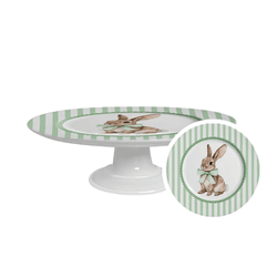 Boleira Pequena 21cm Coelho Laço Verde Cerâmica Pá... - BARBIZAN DECORE