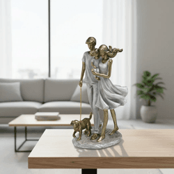 Família Decorativa Pai Mãe Filho Menino E Pet - 4... - BARBIZAN DECORE