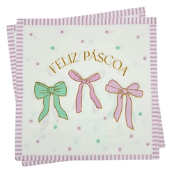 Guardanapo De Papel Feliz Pascoa Laços Cromus Colo... - BARBIZAN DECORE