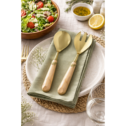 Conjunto 2 Talheres Para Salada Aço Inox Dourado B... - BARBIZAN DECORE