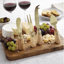 Cj 4 Talheres Servir Queijo Dourado Aço Inox Borbo... - BARBIZAN DECORE