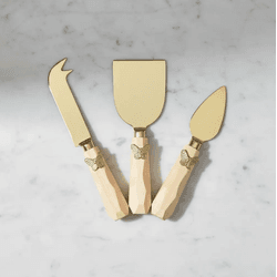 Jogo De Facas Para Queijo 3 Peças Aço Inox Dourado... - BARBIZAN DECORE