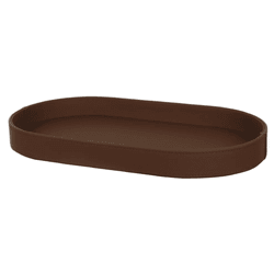 Bandeja Decoração Oval Revestimento Pu 45cm Marrom... - BARBIZAN DECORE