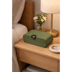 Caixa Decorativa MDF Revestimento Pu Verde 25,5cm ... - BARBIZAN DECORE