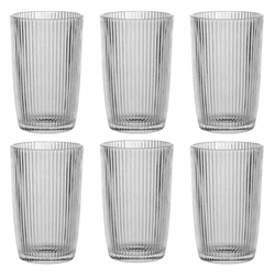 Jogo De 6 Copos Altos Transparente 370ml Graffiato... - BARBIZAN DECORE