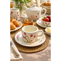 Jogo 4 Xícaras Para Café Em Cerâmica 90ml Linha Fl... - BARBIZAN DECORE