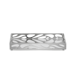 Bandeja Decorativa Retangular Em Metal Prata C Esp... - BARBIZAN DECORE