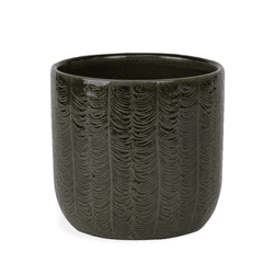 Vaso Cachepot Decorativo Cerâmica Verde Detalhes M... - BARBIZAN DECORE